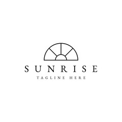 sunrise in the horizon line logo design