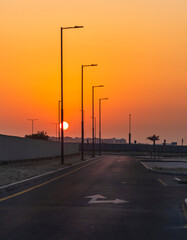 Dubai, UAE - 09.27.2022 - Dramatic sunset in the city. Nature