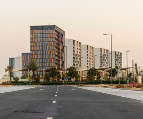 Dubai, UAE - 09.27.2022 - Shot of a modern buildings in Dubai South district. City