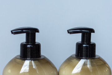 Obraz premium Bottles with cosmetic lotion for hygiene. Health care, cosmetics