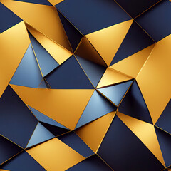 Geometry Seamless pattern. Abstract polygonal pattern luxury dark blue with gold background.  Luxury background design for website, poster, brochure, presentation template etc. 3d render