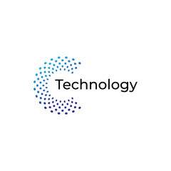 creative letter C technology logo design