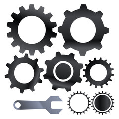 set of Machine gear icon and Wrench vector illustration , isolated