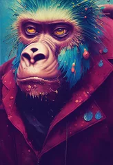 Porträt eines Punkaffen. Monkey-Rock-Musiker. Hipster-Affe mit Punkfrisur. 3D-Rendering © designprojects