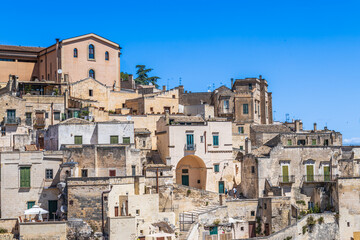Sassi in der Altstadt von Matera in der Basilikata in Süditalien