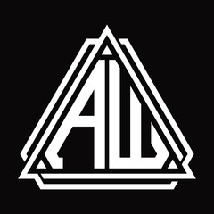 AW Logo letter monogram with triangle shape design template - obrazy, fototapety, plakaty