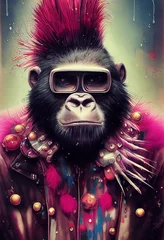Porträt eines Punkaffen. Monkey-Rock-Musiker. Hipster-Affe mit Punkfrisur. 3D-Rendering © designprojects