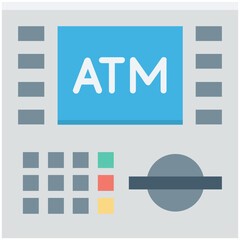 Atm Machine Colored Vector Icon