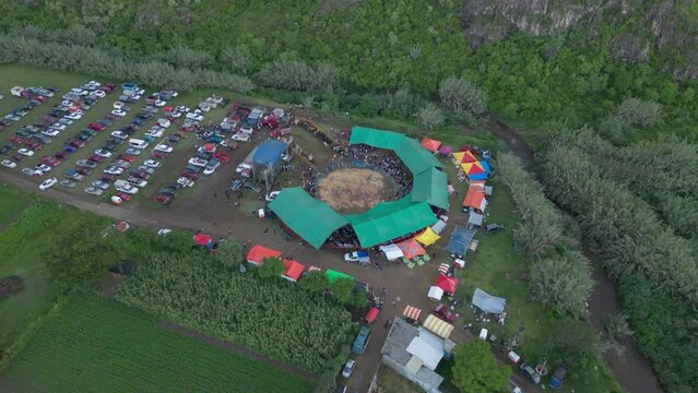Aerial view Show Rodeo Oaxaca Mexico, timelapse