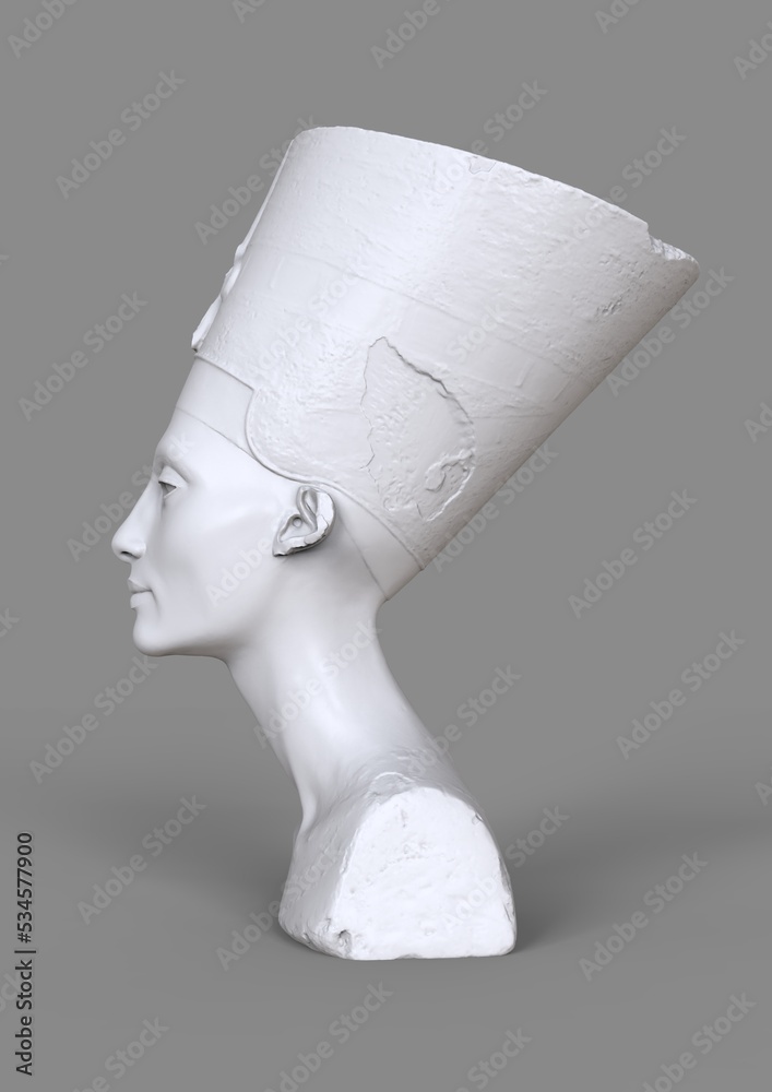 Wall mural nefertiti bust white 3d illustration render