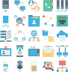 Network and Communication Colored Vector icons