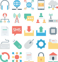 Network and Communication Colored Vector icons 