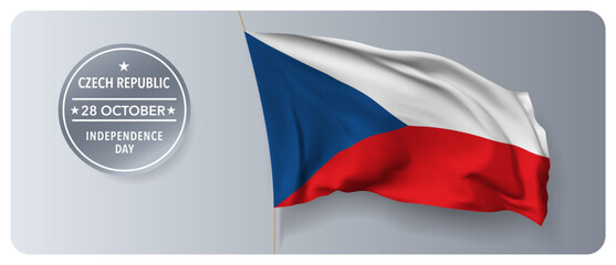 Czech republic independence day vector banner, greeting card