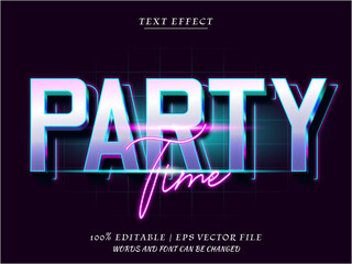 Party time editable text effect Premium Vector