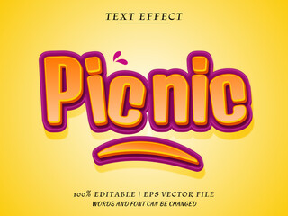 Picnic 3d editbale text effect. text mockup