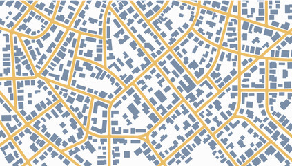 View from above the map buildings. Detailed view of city from above. City top view. Abstract background. Map navigation to own house. Flat style, Vector, illustration isolated.