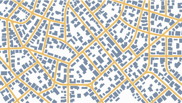 View from above the map buildings. Detailed view of city from above. City top view. Abstract background. Map navigation to own house. Flat style, Vector, illustration isolated.