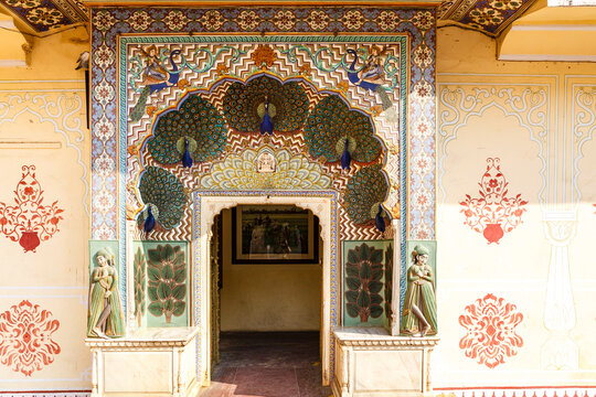 Peacock Gate, City Palace; Jaipur, Rajasthan, India, Asia