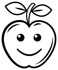 Fototapeta premium Apple emoji line art. PNG with transparent background