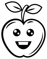 Obraz premium Apple emoji line art. PNG with transparent background