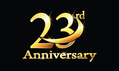 23 year anniversary celebration logo. 23rd Anniversary celebration. Gold Luxury Banner of 23rd Anniversary celebration. twenty-fourth celebration card. Vector anniversary