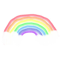 Child like isolated crayon drawing of a rainbow