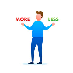 More and less balance on the scale. Balance on scale. Business Concept. vector illustration.
