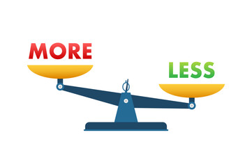 More and less balance on the scale. Balance on scale. Business Concept. vector illustration.