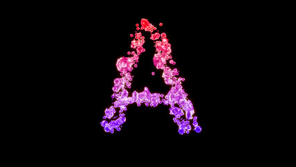 fancy lux gem stones alphabet, red and purple letter A, isolated - object 3D rendering