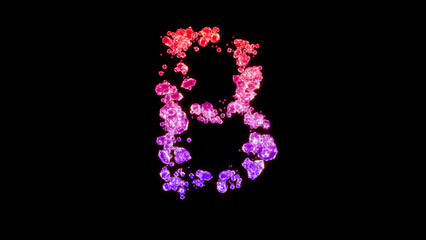 fancy fashion gems font, red and purple letter B, isolated - object 3D rendering
