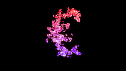 fancy lux gems font, red and pink euro sign, isolated - object 3D rendering