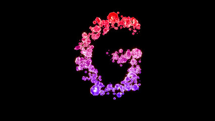 fancy luxury gems alphabet, red and rose letter G, isolated - object 3D illustration