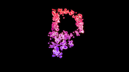 fancy fashion gems font, red and purple rouble sign, isolated - object 3D rendering