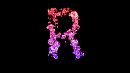 fancy glamour gem stones alphabet, red and pink letter R, isolated - object 3D illustration