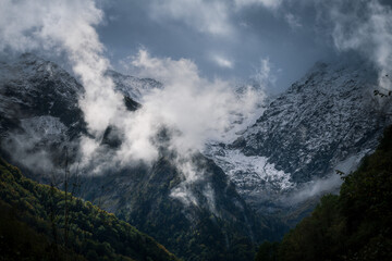 dramatic cloudy sky over the mountains