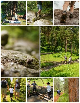 Collage of images of hiking 