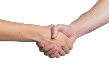 Isolated man and woman shaking hands gesture