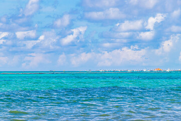 Tropical mexican beach clear turquoise water Playa del Carmen Mexico.
