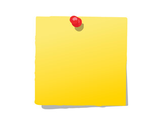 Pinned yellow post-it with shadow a vector illustration 