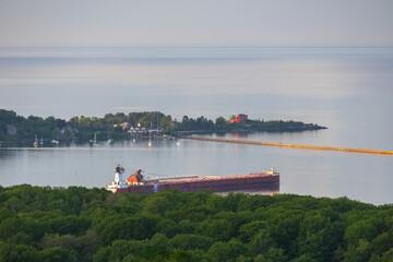 Freighter in Marquette harbor, Michigan