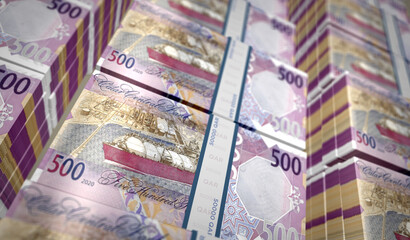Qatar Riyal money banknotes pack 3d illustration