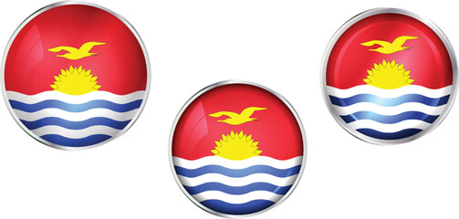 Round national flag pin of Kiribati.Circular vector flag of Kiribati