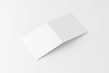Square Folded Invitation Card With Envelope White Blank 3D Rendering Mockup