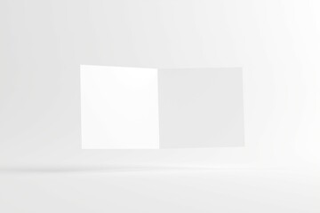 Fototapeta premium Square Folded Invitation Card With Envelope White Blank 3D Rendering Mockup
