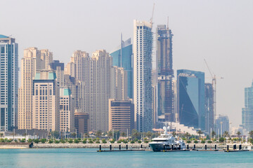 Dubai, UAE - August 12, 2022: Dubai Marina Harbor
