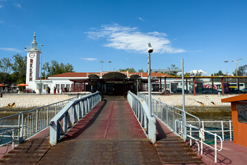 Obraz premium View of Belem's small harbor in Lisbon