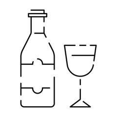 Minimal thanksgiving holiday line icons celebrating family and American heritage with items. Autumn and wine with glass