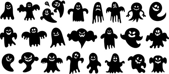 Set of Halloween ghost silhouettes 