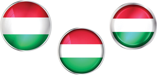 Round national flag pin of Hungary.Circular vector flag of Hungary