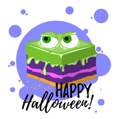 Cute halloween background illustration. Cupcake set, isolated on white background. Vector illustration.